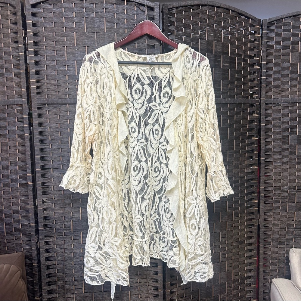 Lady Noiz Y2K lace jacket size 2X boho cream lightweight